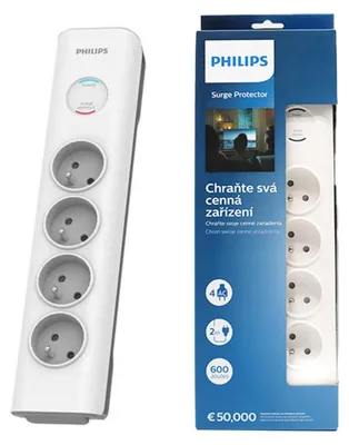 Obrázok produktu pre Philips SPN7040WA/60 prepäťová ochrana biela 4 zásuvky 2 m