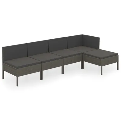 Immagine prodotto di vidaXL set da giardino 5 pezzi con cuscini in rattan grigio