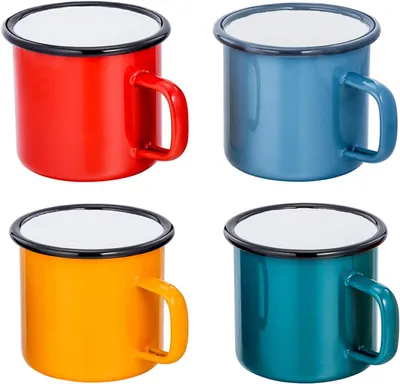 Produktbild von Emaille Tasse 4er Set 350ml Kaffee Tee Trinkbecher Bunt