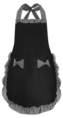 Wasserdichte Küchenschürze, schwarz, 2 Taschen, 65x71 cm