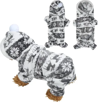 Produktbild von Herbst-Winter-Hundekleidung aus weichem Plüsch, Kapuzenpullover für kleine Hunde, Welpen-Overall-Kleidungs-Outfit