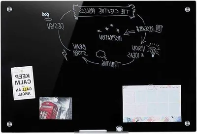 Produktbild von Famanu Magnetboard aus Glas - Praktischer Markerhalter - Schwarz - 60x90cm