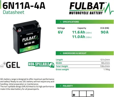 Produktbild von Fulbat 6N11A-4A Wartungsfreie Gel-Batterie