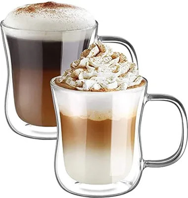 Produktbild von 2 Stück 350 ml – Schlankheits-Doppelschichtbecher, Doppelschicht-Latte-Macchiato-Glas-Set