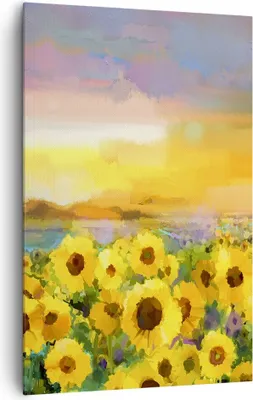 Produktbild von Bild auf Leinwand - Leinwandbild - Einteilig - Sonnenblumen Blume - 80x120cm - Wand Bild - Wanddeko - Wandbilder - Leinwanddruck - Wanddekoration - Leinwand bilder - Wandbild - PA80x120-3775