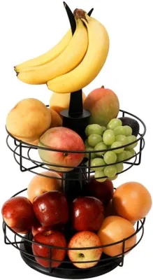 Produktbild von Obstkorb 2 Etagen mit Bananenhalter - drehbar (schwarz)