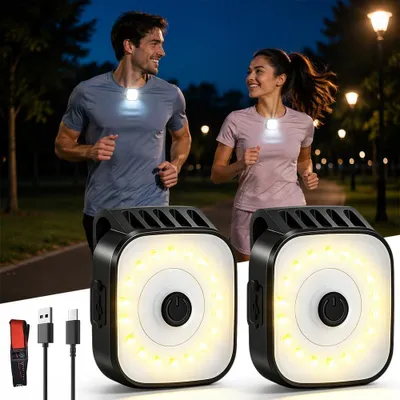 Produktbild von LED-Lauflicht, 2 Stück, USB-Clip, wiederaufladbar, hohe Helligkeit, Lauflicht mit 4 Lichtmodi, IPX4 wasserdicht, Sicherheitslicht für den Außenbereich, ideal zum Joggen