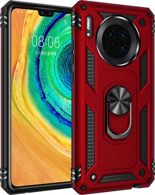Produktbild von LaimTop Huawei Mate 30 Hülle, Hybrid Robuste Rüstung Drehbarer Ring Halter Ständer Dual Layer Hard PC + TPU Stoßfest Schutzhülle für Huawei Mate 30 Rot
