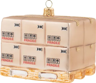 Produktbild von Christbaumschmuck Glas 5cm Versandpalette Figur Beige