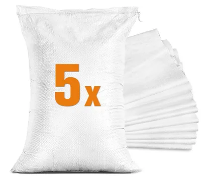 Produktbild von leere Sandsäcke mit Kordelzug zum Befüllen – Hochwasserschutz für Kellerfenster – gewebter PP-Sack, weiß (40 x 60 cm)