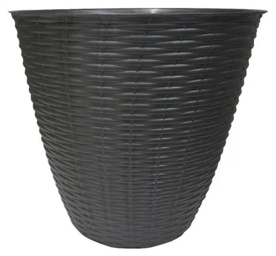 Imagen del producto de BAMA maceta de mimbre, color antracita. Cantidad: 2 unidades. Dimensiones: 14 cm