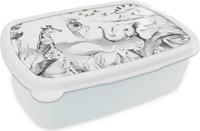 Produktbild von KitchenYeah® Lunchbox Brotzeit Brotdose 17x11 cm Dschungel - Tiere - Aquarell - Jungen - Mädchen - Kinder - Kinder Kinder Brotzeitdose - Lunch Box - Kinder - Sandwich-Box - Schulbox - Lunch Boxen