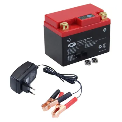 Zdjęcie produktu dla Akumulator litowo-jonowy JMT HJTX5L-FP, 12 V 1,6 Ah, prawy biegun dodatni, DIN 50412 + ładowarka