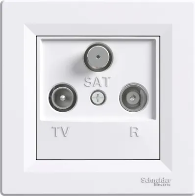 Produktbild von Enddose R-TV-SAT (1dB) mit Rahmen, weiß Schneider Asfora EPH3500121