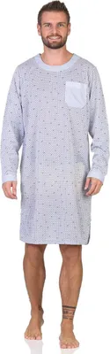 Immagine prodotto di Camicia da notte da uomo con maniche lunghe e collo rotondo, grigio chiaro/M