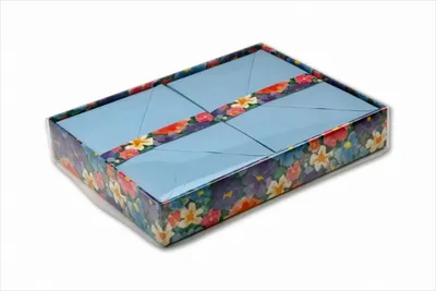 Produktbild von Rheita Blaues Briefpapier in Box mit Blumen-Motiv, 25 Blatt und Umschläge