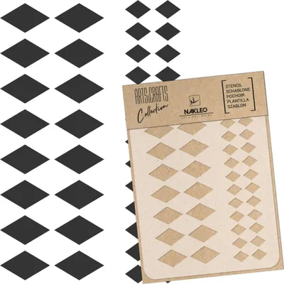 Produktbild von Malschablone für Handwerk A5 15x21cm, Diamanten Raute Geometrisch Muster, Wiederverwendbare Kunststoff DIY & Scrapbooking Zeichenschablone