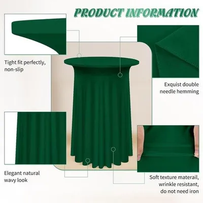 Zdjęcie produktu dla Okrągły obrus, średnica 80–85 cm, ciemnozielony, elastyczny