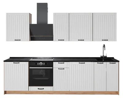 Image de Cuisine Vicco Fame-Line Blanc campagne/Chêne de force doré 280cm, PT Anthracite, Model 64212