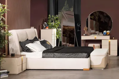 Produktbild von s Schlafzimmer-Set Designer Bett Schminktisch Hocker Bank