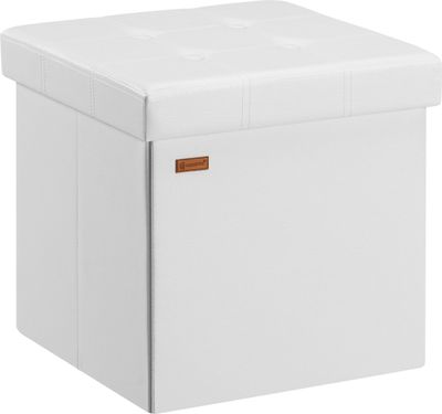 CASARIA® Hocker mit Stauraum Weiß Faltbar Deckel Kunstleder Gepolstert 38x38cm Klein Schlafzimmer Wohnzimmer Flur Sitzhocker Fußhocker Polsterhocker