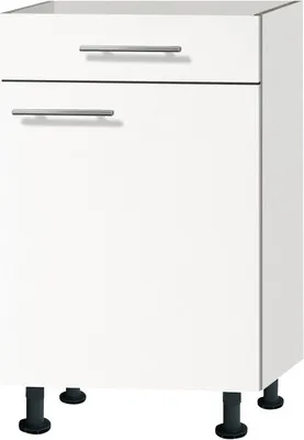 Produktbild von Optifit Unterschrank mit Schublade und Drehtür Bengt932 BxTxH 50 x 58,4 x 87 cm weiß matt zerlegt Anschlag reversibel KF