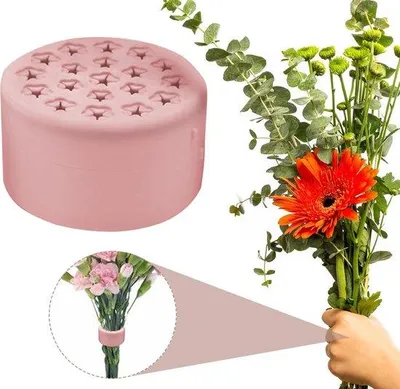 Produktbild von Ikebana-Roterende Bloemenhouder - Herbruikbare Roze Bloemenstengelhouder