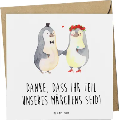 Produktbild von Mr. & Mrs. Panda Grußkarte Gastgeschenke Märchen - Weiß - Geschenk, Klappkarte, Hochzeitsgastgeschenke, Heirat, Hochzeitsmitbringsel, faltkarte, Familie, Freude, Heiraten