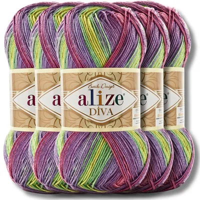 Produktbild von Alize 5x 100g Diva Batik Wolle mit Farbverlauf, Häkeln, Stricken (3241)