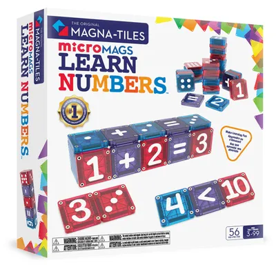 Productafbeelding van MAGNA-TILES Magnetische constructieblokken, microMAGS, leercijfers, 56 stuks