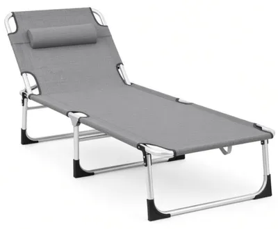 Produktbild von Klappbare Gartenliege mit Sonnenschirm HW06320FL, 194 x 68 x 30 cm, grau