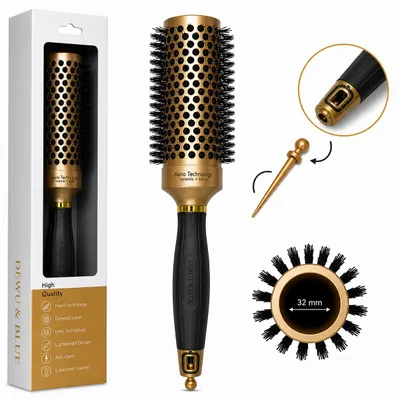 Image de Brosse à brushing ronde 32 mm dorée, Image générée par une IA