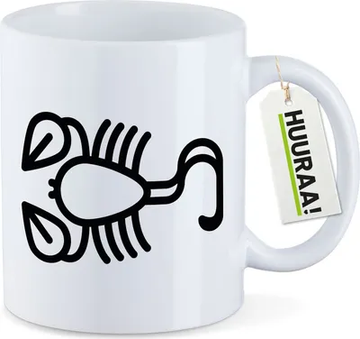 Produktbild von Huuraa Kaffeetasse Skorpion Sternzeichen Symbol 330ml Weiß Keramik Kaffeebecher Geschenkidee