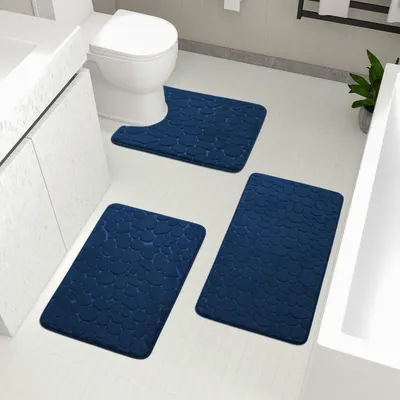 Image de Ensemble de trois tapis de bain en mousse à mémoire de forme, antidérapants