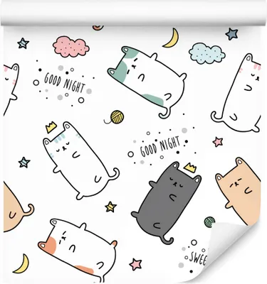 Produktbild von 10m VLIES TAPETE Rolle Kinderzimmer Katzen Sterne Wolken Himmel Natur XXL