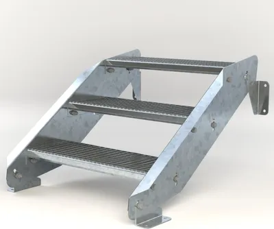 Produktbild von Stahltreppe 3 Stufen bis Höhe 64 cm, Laufbreite : 70 cm kein Geländer ST 1 (31 / 31 mm)