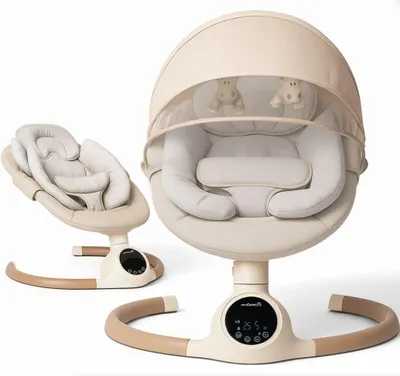 Produktbild von Elektrischer Babyschaukel - Babyschwinge - Für die Entspannung des Babys - Mit Bewegungsmelder - 65 x 60 x 66 cm - Beige