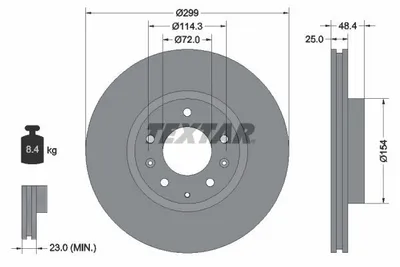 Obrázok produktu pre 2 brzdové kotúče Textar 299 mm vpredu pre Mazdu 6