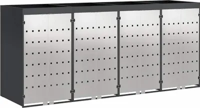 Produktbild von vidaXL Wagenmüllbehälter für 4 Behälter 272 x 77,5 x 121,5 cm Stahl