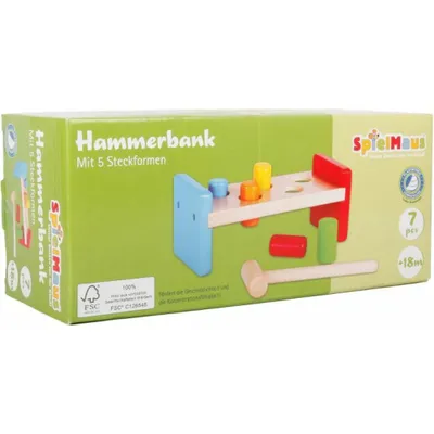 Immagine prodotto di SpielMaus banco di martelli in legno, 7 pezzi