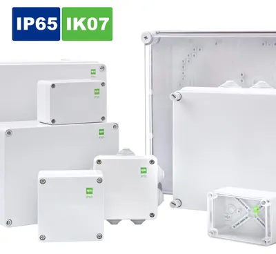 Abzweigdose / Industriebox / Leergehäuse / Schaltkasten / Verteilerkasten / IP55 / IP65 / hellgrau / transparent / wahlweise mit Dichtungen