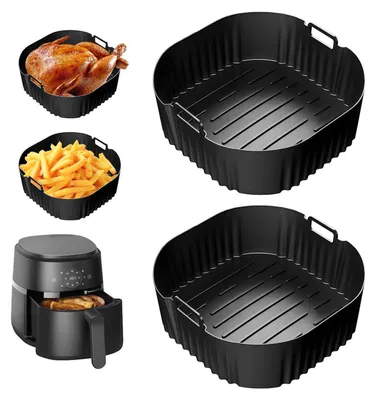 Image de Moules en silicone pour friteuse à air chaud, capacité 4,2L, lot de 2, sans BPA, résistants à la chaleur