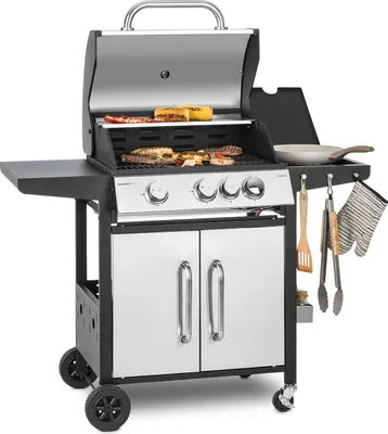 Produktbild von Klarstein Gasgrill mit Großer Grillfläche, 1 Seitenbrenner Gasgrill mit 3 Brenner, 13,5kW Edelstahl-Gasgrill, BBQ Gasgrill für Balkon & Garten, Grill für Propan, Gasgrills mit 4 Brennern & Thermometer