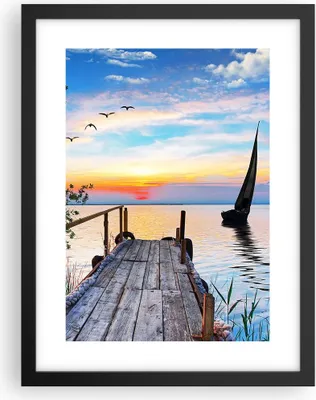 Produktbild von Gerahmtes Poster - Schwarzer Rahmen - Brücke See - 30x40 cm - Wand Bild - Wanddeko - Wandbilder - Kunstposter - Wandposter - Bilderrahmen - Bilder - Kunstdruck - Wandbild - P2BPA30x40-4115