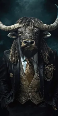 Produktbild von ARTUNIVERSE Glasbilder Gentleman Bull 70 x 140 cm