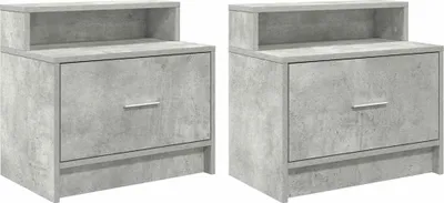 Immagine prodotto di Comodini con Cassetto 2 pz Grigio Cemento 51x31x47 cm