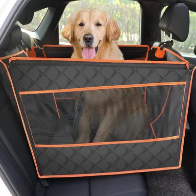 Obrázek produktu pro Autosedačka pro psy, velikost XL, 70x61x55 cm, zesílená, vhodná pro střední a velké psy, s 4 bezpečnostními pásy, určená pro zadní sedadlo