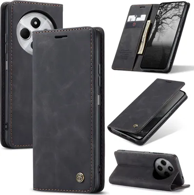 Obrázek produktu pro Pouzdro pro Xiaomi Redmi 14C, RetroPolyuretanKožené Pouzdro s Funkcí Stojánku černé