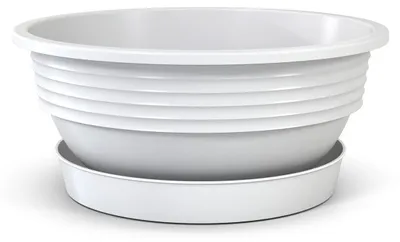 Produktbild von Plastard Blumenschale Weiß Ø 45 cm mit Untersetzer - Pflanzschale Pflanzkübel