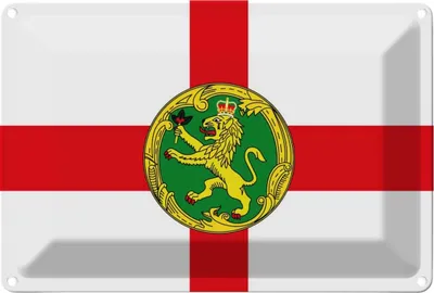Produktbild von vianmo Blechschild 12x18 cm Alderney Flagge Fahne Wappen